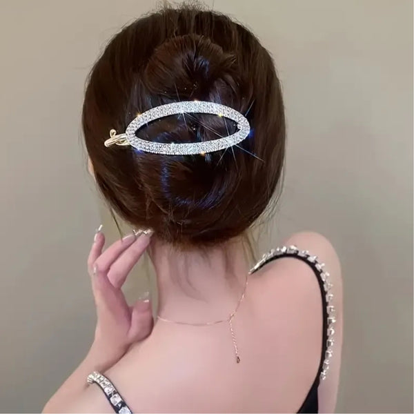 Crystal Sparkle Oval Hair Clips