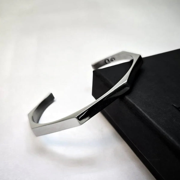 Hexagon Cuff Bracelet – Premium Stainless Steel | Luxury Packing